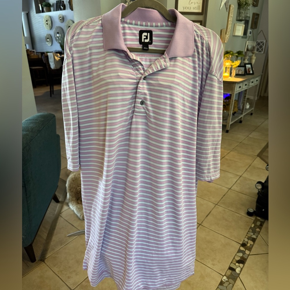 Men’s FootJoy Purple Striped Golf Polo Size Large